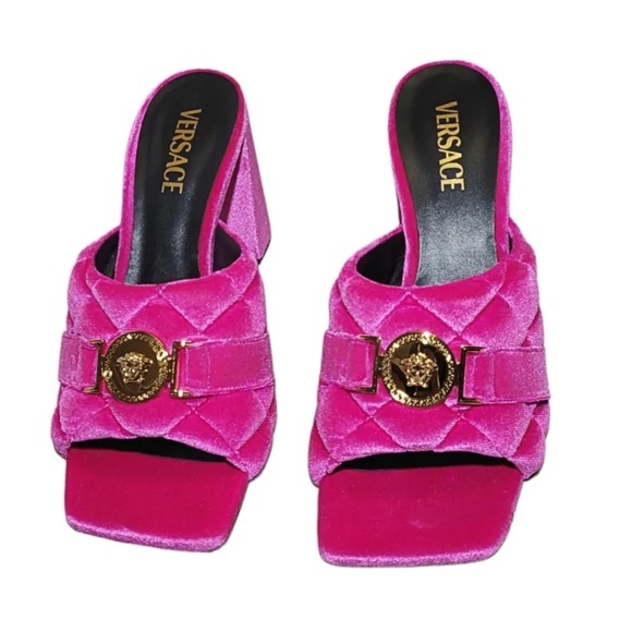 Versace La Medusa Hot Pink Quilted Mule - Picture 1 of 5